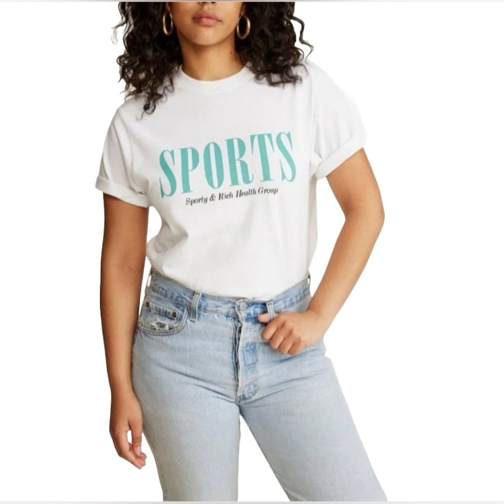 Sporty & Rich Women’s White Cotton Classic Short Sleeve T-Shirt Size Medium